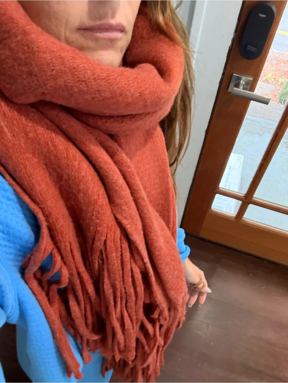 Anthropologie Rust Orange Fringe Throw Blanket